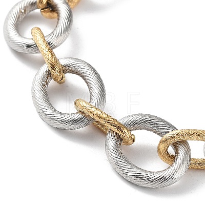 304 Stainless Steel Two Tone Circles Cable Chains Bracelets BJEW-P304-01E-G-1