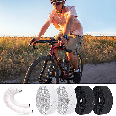 GOMAKERER 2 Sets 2 Colors PU Leather Bicycle Handlebar Tape AJEW-GO0001-23-1