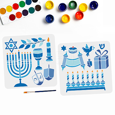 1 Set Hanukkah PET Hollow Out Drawing Painting Stencils DIY-MA0002-19A-1