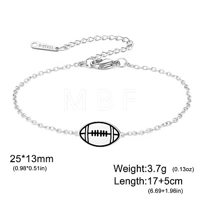 304 Stainless Steel Sport Ball Link Bracelets for Women WG444BD-05-1