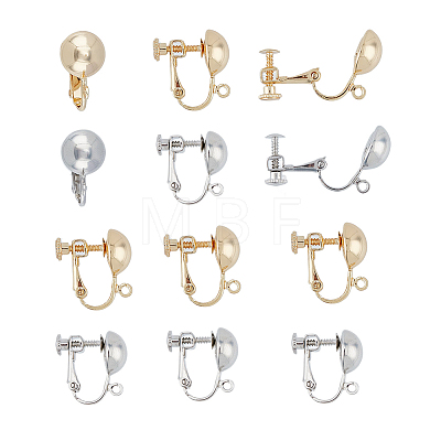 12Pcs 2 Colors Brass Screw On Clip Earring Converter KK-FH0005-05-1
