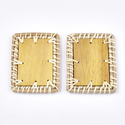 Handmade Reed Cane/Rattan Woven Beads X-WOVE-T006-095-1