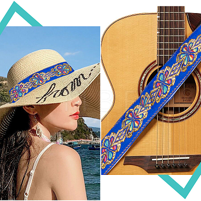 Flat Ethnic Style Embroidery Polyester Ribbons OCOR-WH0067-86A-1