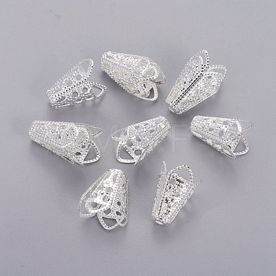 Silver Color Plated Iron Flower Bead Caps X-E047Y-S-1