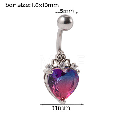 304 Stainless Steel & Bloodstone & Cubic Zirconia Belly Rings WGF3178-01-1