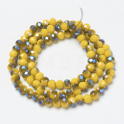Electroplate Opaque Solid Color Glass Beads Strands EGLA-A034-P4mm-I15-1
