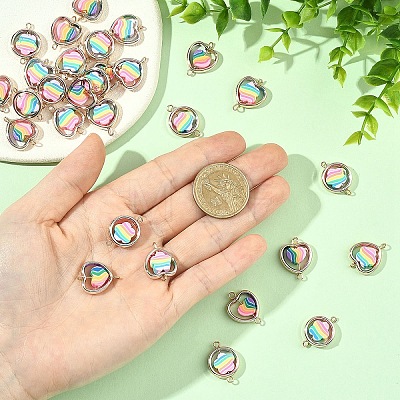 30Pcs 3 Styles CCB Plastic Frame with Polymer Clay Rainbow Beads Links Connector Charms KK-YW0004-39-1