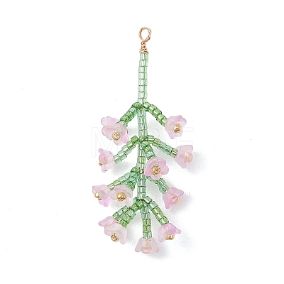 Glass Seed Beaded Flower Big Pendants PALLOY-MZ01184-03-1
