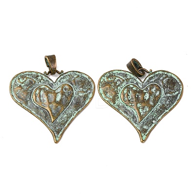 Heart Tibetan Style Alloy Big Pendants X-TIBEP-R342-10-RS-1