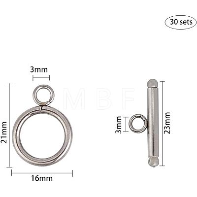 Unicraftale 304 Stainless Steel Toggle Clasps STAS-UN0002-24P-1