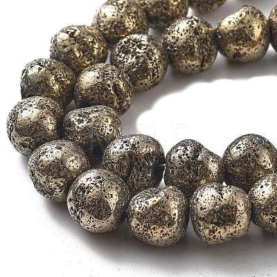 Electroplated Natural Lava Rock Beads Strands G-A251-D01-01J-1