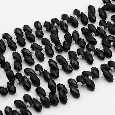 Electroplate Glass Faceted Teardrop Beads Strands EGLA-D014-14-1