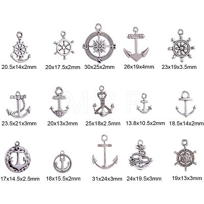 Tibetan Silver Anchor & Helm Pendants TIBEP-PH0004-15AS-1