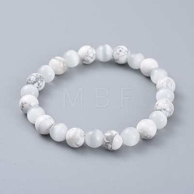 Natural & Synthetic Gemstone Stretch Bracelets BJEW-JB04506-1