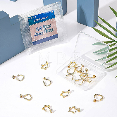 Brass Stud Earrings EJEW-BC0001-01G-1