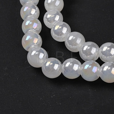 Imitation Jade Glass Round Beads Strands GLAA-A016-01E-1