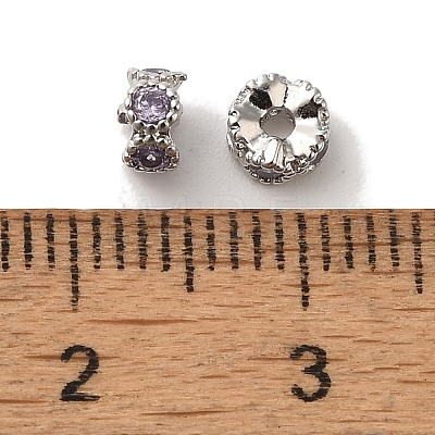 Brass Micro Pave Cubic Zirconia Beads KK-C072-22P-1