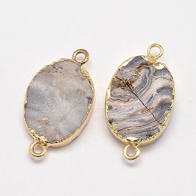 Oval Natural Druzy Agate Links connectors G-M250-06A-1