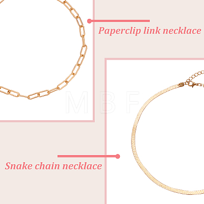 ANATTASOUL 4Pcs 4 Style Alloy Paperclip & Herringbone Chain Necklaces Set NJEW-AN0001-09-1