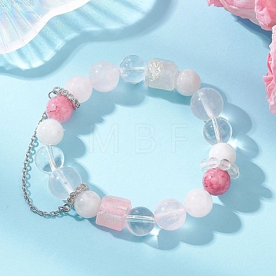 Natural Mixed Gemstone Beaded Stretch Bracelets for Women BJEW-TA00739-02-1