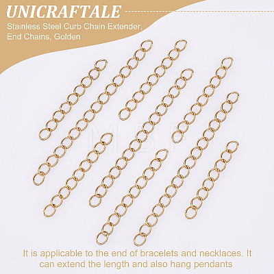 Unicraftale 100Pcs 2 Style 304 Stainless Steel Curb Chain Extender STAS-UN0038-14G-1
