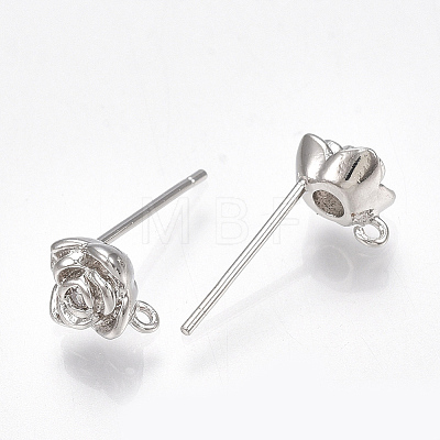 Brass Cubic Zirconia Stud Earring Findings KK-S350-012P-1