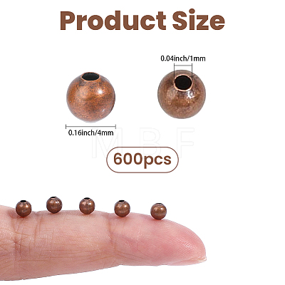 600Pcs Brass Smooth Round Beads KK-PA0001-17-1