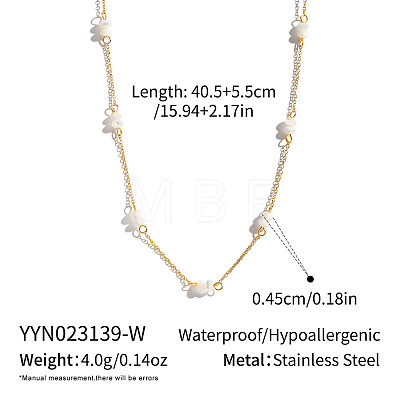 Minimalist Natural Stone Rondelle Beaded with 304 Stainless Steel Link Chain Necklaces JB6802-2-1