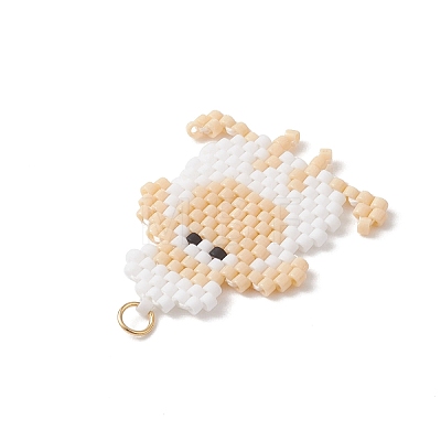 Beaded Sheep Charms PALLOY-MZ01160-02-1