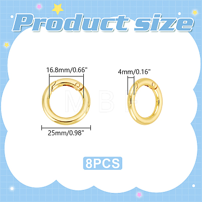 Rack Plating Brass Spring Gate Rings KK-UN0003-05A-1