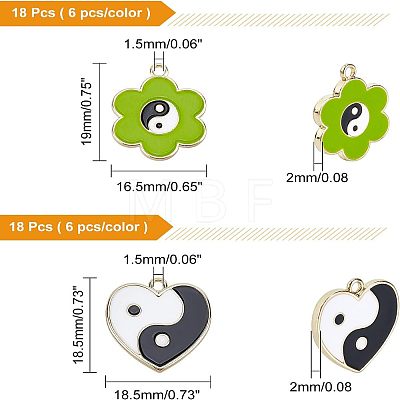  36Pcs 2 Style Rack Plating Alloy Enamel Pendants ENAM-NB0001-60-1