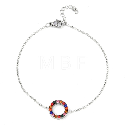 Ring 304 Stainless Steel Colorful Rhinestone Pendant Necklaces & Bracelets & Stud Earrings Sets for Women SJEW-C004-09P-02-1