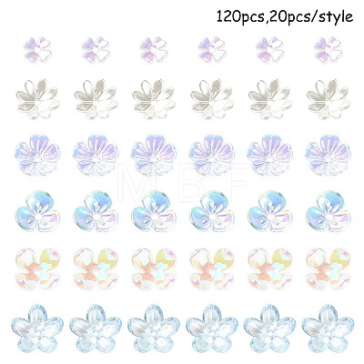 120Pcs 6 Styles Mixed Styles Acrylic Bead Caps SACR-YW0001-65-1