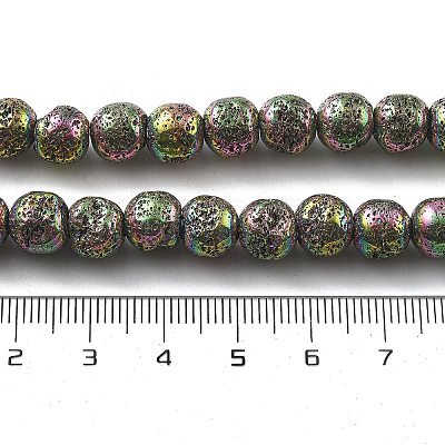 Electroplated Natural Lava Rock Beads Strands G-A251-E01-01I-1