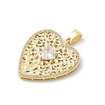 Brass Micro Pave Cubic Zirconia Pendants KK-U047-15G-1