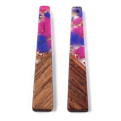 Transparent Resin & Walnut Wood Pendants RESI-N039-67A-1