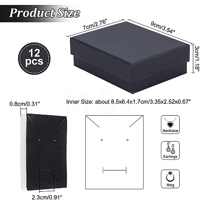  12Pcs Kraft Cotton Filled Cardboard Paper Jewelry Set Boxes CBOX-TA0001-05-1