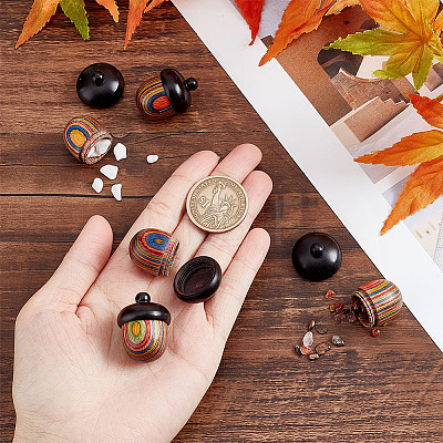 Spray Painted Wooden Acorn Box Jewelry Pendants FIND-WH0143-46-1