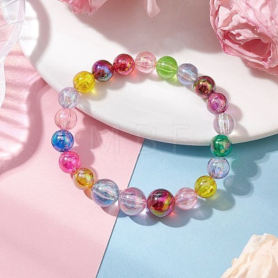 Kids Round Acrylic Beaded Stretch Bracelets BJEW-JB11558-04-1