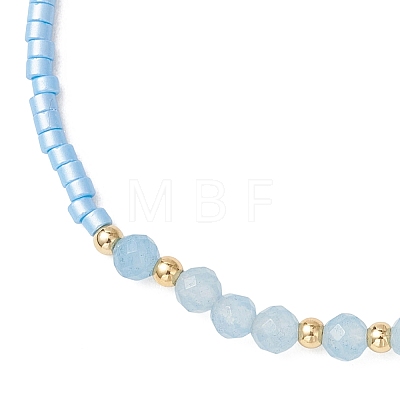 Glass Seed Bead & Natural White Jade Beads Bracelets for Women BJEW-MZ00311-01-1