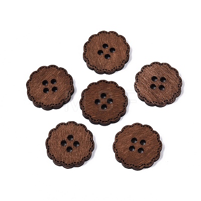 4-Hole Flower Wood Buttons BUTT-Q046-13B-1