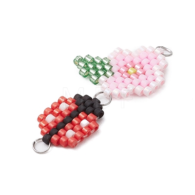 Handmade Glass Seed Beads Woven Connector Charms PALLOY-MZ00311-01-1