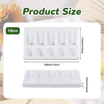 10Pcs 10-Compartment Plastic Watercolor Oil Palette AJEW-GL0003-38-1