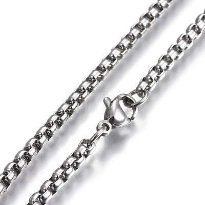 304 Stainless Steel Box Chain Necklaces NJEW-O110-05I-P-1