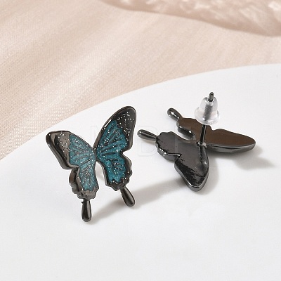 Butterfly Brass Stud Earrings for Women EJEW-F404-01B-1