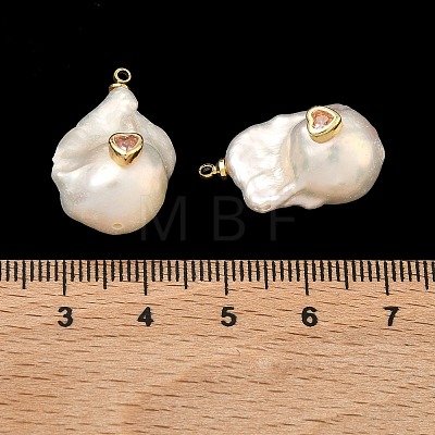 Brass & Pearl Micro Pave Cubic Zirconia Pendants KK-H259-13C-G02-1