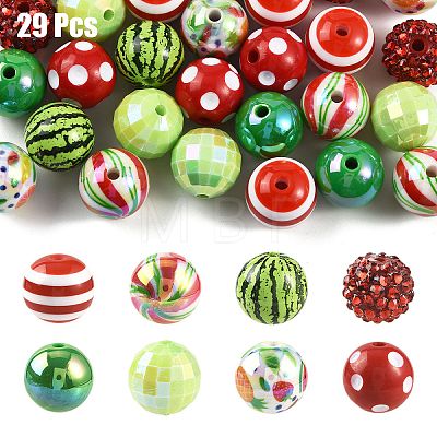 29Pcs 8 Styles Opaque Acrylic Beads MACR-YW0004-80-1