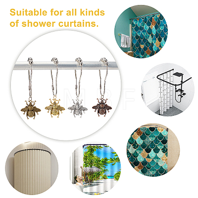 AHADEMAKER DIY Bathroom Bees Shower Curtain Rings Kit DIY-GA0003-88-1