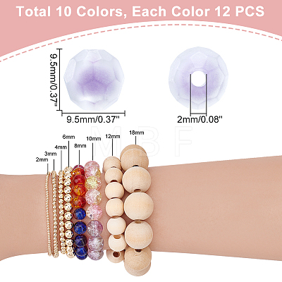   120Pcs 10 Colors Transparent Acrylic Beads TACR-PH0001-51-1