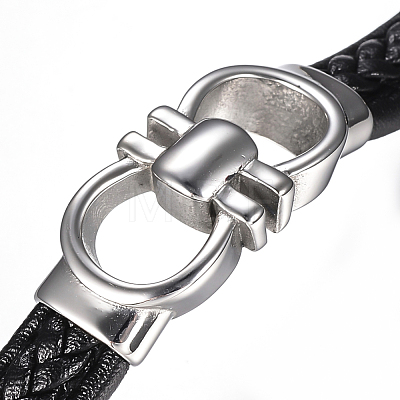 Men's Braided Leather Cord Bracelets BJEW-H559-15E-1